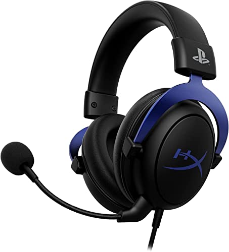 HyperX Cloud - Gaming-Headset, Playstation Offizielles Lizenziertes Produkt, für PS5 und PS4, Memory-Schaum-Komfort, rauschunterdrückendes Mikrofon, Stabiler Aluminiumrahmen., Schwarz/Blau Bild 1
