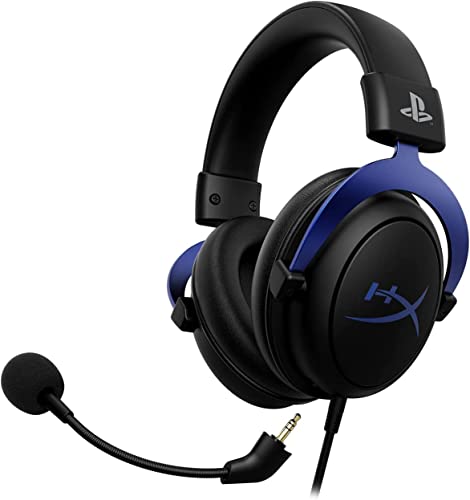 HyperX Cloud - Gaming-Headset, Playstation Offizielles Lizenziertes Produkt, für PS5 und PS4, Memory-Schaum-Komfort, rauschunterdrückendes Mikrofon, Stabiler Aluminiumrahmen., Schwarz/Blau Bild 2