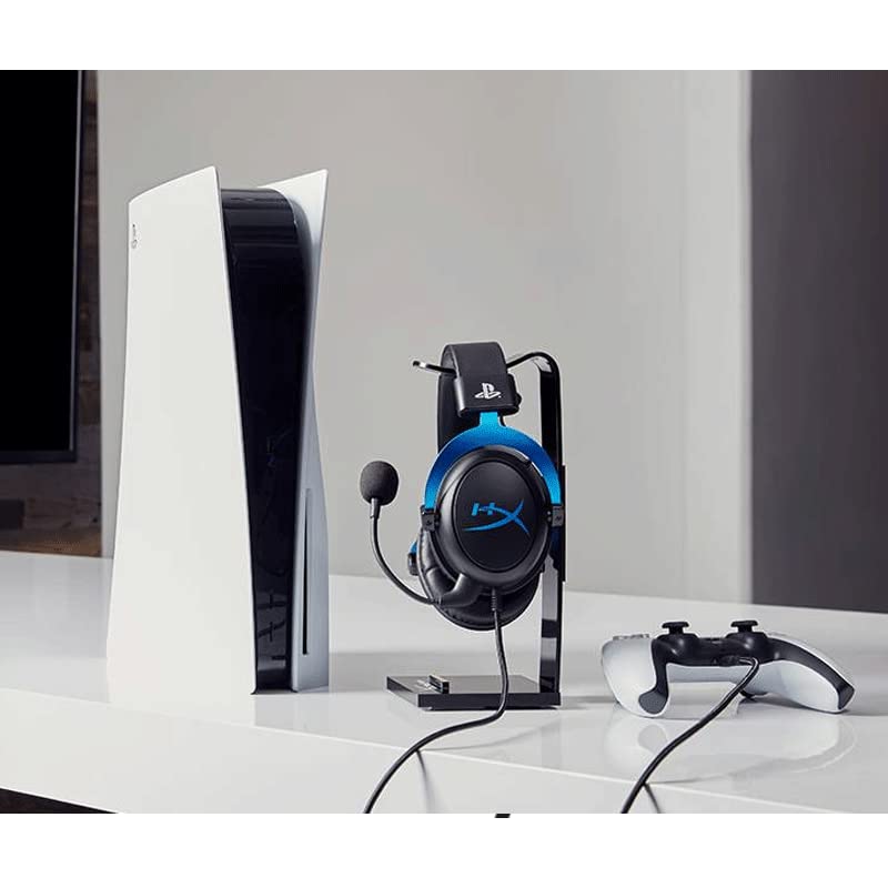 HyperX Cloud - Gaming-Headset, Playstation Offizielles Lizenziertes Produkt, für PS5 und PS4, Memory-Schaum-Komfort, rauschunterdrückendes Mikrofon, Stabiler Aluminiumrahmen., Schwarz/Blau Bild 6