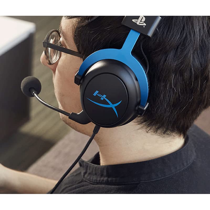 HyperX Cloud - Gaming-Headset, Playstation Offizielles Lizenziertes Produkt, für PS5 und PS4, Memory-Schaum-Komfort, rauschunterdrückendes Mikrofon, Stabiler Aluminiumrahmen., Schwarz/Blau Bild 7