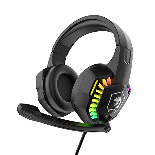 RGB-Gaming-Headset, 5.1-Kanal-Stereo-Surround-Sound, 3,5-mm-Kabel-LED-Over-Ear-Komfortkopfhörer mit Geräuschunterdrückungsmikrofon und Inline-Lautstärkeregler für PC Xbox One PS4 Laptop Mac (Schwarz) Bild 1