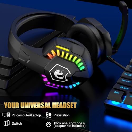 4-in-1 Gaming-Tastatur mit Kabel, 104 Tasten, 3D-Stereo-Gaming-Headset, Combo mit Multi-RGB-Hintergrundbeleuchtung, ergonomisches verstellbares Mikrofon, 2400 DPI, großes Mauspad, wasserdicht Bild 2