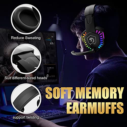 4-in-1 Gaming-Tastatur mit Kabel, 104 Tasten, 3D-Stereo-Gaming-Headset, Combo mit Multi-RGB-Hintergrundbeleuchtung, ergonomisches verstellbares Mikrofon, 2400 DPI, großes Mauspad, wasserdicht Bild 7