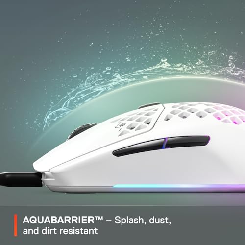 SteelSeries Aerox 3 Wireless - RGB Gaming Maus mit Öffnungen in der Oberfläche - Federleichtes, wasserabweisendes Design - Optischer TrueMove Air-Sensor mit 18.000 DPI - Snow Bild 5