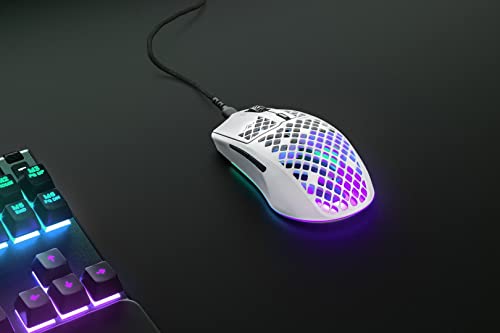 SteelSeries Aerox 3 - RGB Gaming-Mouse mit Öffnungen in der Oberfläche - Federleichtes, wasserabweisendes Design - Optischer TrueMove Core-Sensor mit 8.500 DPI - Snow Bild 2