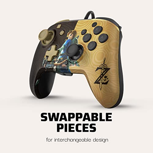 PDP Gaming Faceoff Deluxe+ verkabelt Switch Pro Controller - Zelda Breath of the Wild - Link - Gold / schwarz - Official Licensed Nintendo - Customizable buttons and paddles - Ergonomic Controllers Bild 2