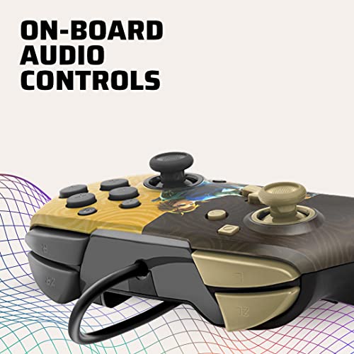 PDP Gaming Faceoff Deluxe+ verkabelt Switch Pro Controller - Zelda Breath of the Wild - Link - Gold / schwarz - Official Licensed Nintendo - Customizable buttons and paddles - Ergonomic Controllers Bild 3