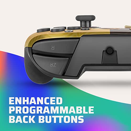 PDP Gaming Faceoff Deluxe+ verkabelt Switch Pro Controller - Zelda Breath of the Wild - Link - Gold / schwarz - Official Licensed Nintendo - Customizable buttons and paddles - Ergonomic Controllers Bild 4