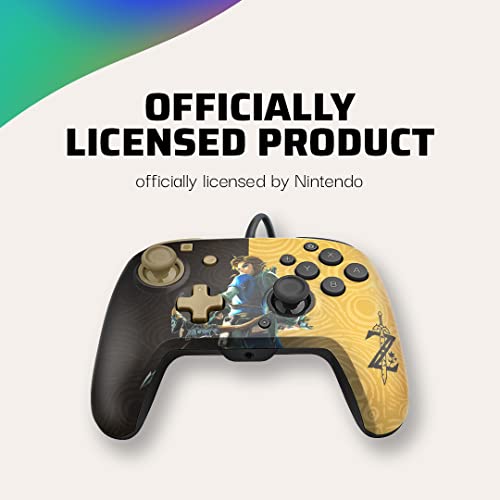 PDP Gaming Faceoff Deluxe+ verkabelt Switch Pro Controller - Zelda Breath of the Wild - Link - Gold / schwarz - Official Licensed Nintendo - Customizable buttons and paddles - Ergonomic Controllers Bild 5