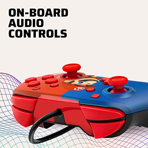 PDP Gaming Faceoff Deluxe+ verkabelt Switch Pro Controller - Offiziell lizenziert von Nintendo - Customizable gamepad buttons, sticks, triggers, and paddles - Ergonomic Controllers - rot/blau Mario Bild 3