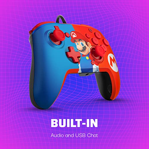 PDP Gaming Faceoff Deluxe+ verkabelt Switch Pro Controller - Offiziell lizenziert von Nintendo - Customizable gamepad buttons, sticks, triggers, and paddles - Ergonomic Controllers - rot/blau Mario Bild 6