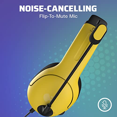 PDP Gaming LVL40 Stereo Kopfhörer mit Mic für Nintendo Switch - PC, iPad, Mac, Laptop Compatible - Noise Cancelling Microphone, Lightweight, Soft Komfort On Ear Kopfhörer, 3.5 mm jack - gelb & Blau Bild 4