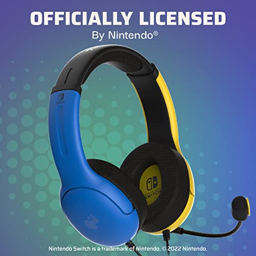PDP Gaming LVL40 Stereo Kopfhörer mit Mic für Nintendo Switch - PC, iPad, Mac, Laptop Compatible - Noise Cancelling Microphone, Lightweight, Soft Komfort On Ear Kopfhörer, 3.5 mm jack - gelb & Blau Bild 5
