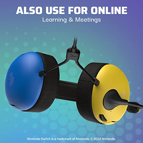 PDP Gaming LVL40 Stereo Kopfhörer mit Mic für Nintendo Switch - PC, iPad, Mac, Laptop Compatible - Noise Cancelling Microphone, Lightweight, Soft Komfort On Ear Kopfhörer, 3.5 mm jack - gelb & Blau Bild 6