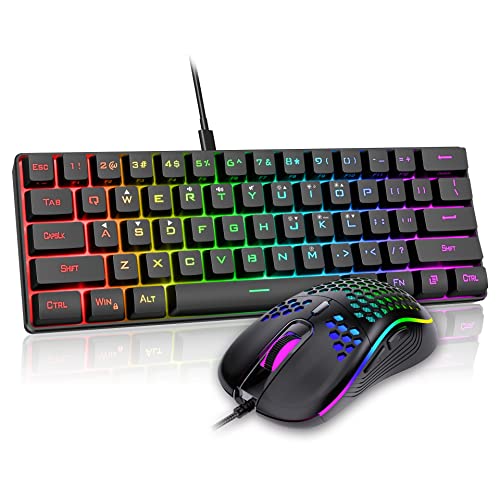 RedThunder 60% Gaming Tastatur und Maus Set, QWERTZ DE-Layout, Ultra-compacte RGB-Beleuchtung , Optische Ergonomische mit 6 Tasten und 7200 DPI für PC, MAC, PS5, Xbox Gamer Bild 1