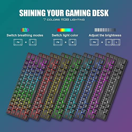 RedThunder 60% Gaming Tastatur und Maus Set, QWERTZ DE-Layout, Ultra-compacte RGB-Beleuchtung , Optische Ergonomische mit 6 Tasten und 7200 DPI für PC, MAC, PS5, Xbox Gamer Bild 3