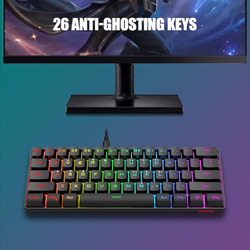 RedThunder 60% Gaming Tastatur und Maus Set, QWERTZ DE-Layout, Ultra-compacte RGB-Beleuchtung , Optische Ergonomische mit 6 Tasten und 7200 DPI für PC, MAC, PS5, Xbox Gamer Bild 4