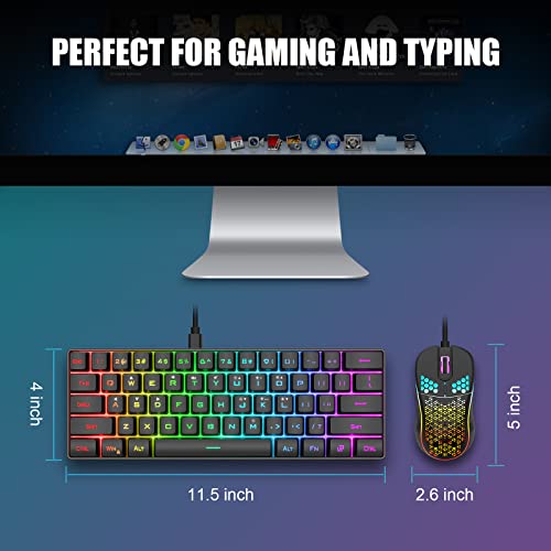RedThunder 60% Gaming Tastatur und Maus Set, QWERTZ DE-Layout, Ultra-compacte RGB-Beleuchtung , Optische Ergonomische mit 6 Tasten und 7200 DPI für PC, MAC, PS5, Xbox Gamer Bild 6