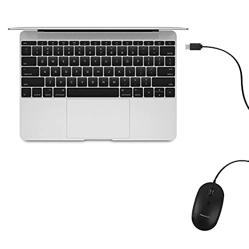 Macally Ucdynamouse-B, USB-C leise-klick Maus mit 3 Tasten und Scrollrad, optisch mit Kabel, schwarz Bild 2