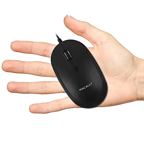 Macally Ucdynamouse-B, USB-C leise-klick Maus mit 3 Tasten und Scrollrad, optisch mit Kabel, schwarz Bild 3