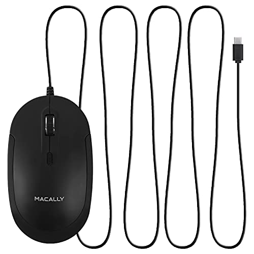 Macally Ucdynamouse-B, USB-C leise-klick Maus mit 3 Tasten und Scrollrad, optisch mit Kabel, schwarz Bild 4