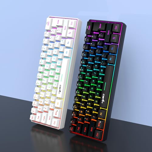 Tastatur Kabellos Gaming, 61 Tasten Bluetooth 5.0 + 2.4G Dual-Modus Ergonomische Ultrakompakte Leise 60% Tastatur mit Regenbogen Hintergrundbeleuchtung Akku für Windows Mac PC PS4 Gamer, Weiß Bild 7