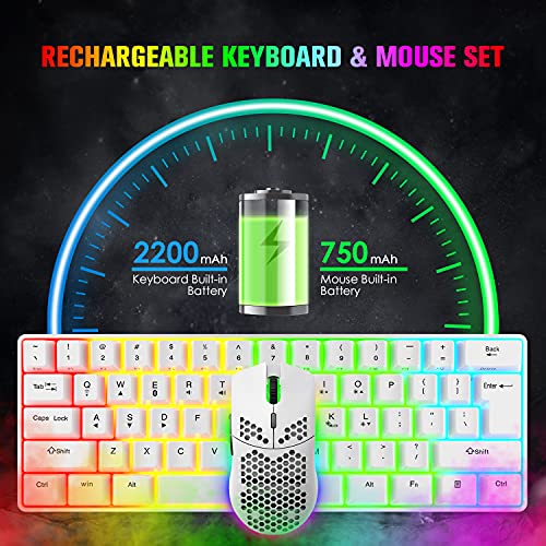 Mechanical Gaming Wireless Keyboard Bluetooth 5.0/2.4G USB-Dual-Modus 2200 MAH RGB-LED-Hintergrundbeleuchtung Kompakte vollständige Anti-Ghosting-Schlüssel Wireless Gaming-Maus 750 mAh leicht Bild 2