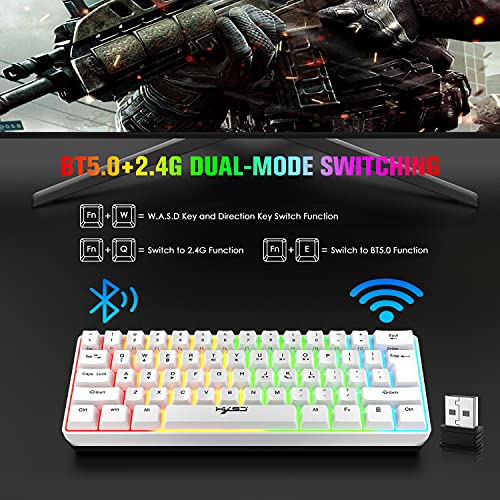Mechanical Gaming Wireless Keyboard Bluetooth 5.0/2.4G USB-Dual-Modus 2200 MAH RGB-LED-Hintergrundbeleuchtung Kompakte vollständige Anti-Ghosting-Schlüssel Wireless Gaming-Maus 750 mAh leicht Bild 3
