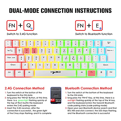Mechanical Gaming Wireless Keyboard Bluetooth 5.0/2.4G USB-Dual-Modus 2200 MAH RGB-LED-Hintergrundbeleuchtung Kompakte vollständige Anti-Ghosting-Schlüssel Wireless Gaming-Maus 750 mAh leicht Bild 4