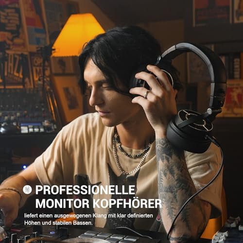 OneOdio Kopfhörer mit Kabel, Monitor 60 Professioneller geschlossener Studio Kopfhörer 38 Ohm, Kopfhörer Over Ear mit 50mm Treiber Hi-Res Audio, Abnehmbares Kabel(3.5mm/6.35mm), für Podcast, Handy, PC Bild 2