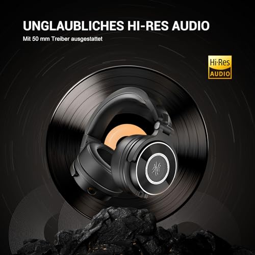 OneOdio Kopfhörer mit Kabel, Monitor 60 Professioneller geschlossener Studio Kopfhörer 38 Ohm, Kopfhörer Over Ear mit 50mm Treiber Hi-Res Audio, Abnehmbares Kabel(3.5mm/6.35mm), für Podcast, Handy, PC Bild 3