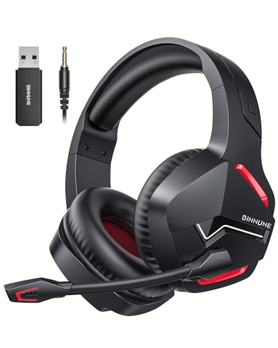 BINNUNE Gaming Headset, Wireless Headset für PS4 PS5 PC PlayStation 4 5, Gaming Kopfhörer mit Mikrofon Bluetooth USB Gaming Headset Wireless mit 120 Stunden Akkulaufzeit Bild 1