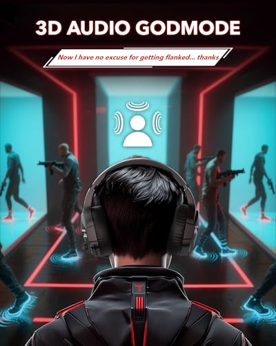 BINNUNE Gaming Headset, Wireless Headset für PS4 PS5 PC PlayStation 4 5, Gaming Kopfhörer mit Mikrofon Bluetooth USB Gaming Headset Wireless mit 120 Stunden Akkulaufzeit Bild 3