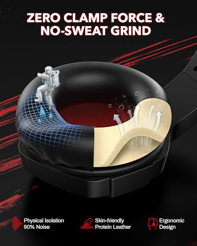 BINNUNE Gaming Headset, Wireless Headset für PS4 PS5 PC PlayStation 4 5, Gaming Kopfhörer mit Mikrofon Bluetooth USB Gaming Headset Wireless mit 120 Stunden Akkulaufzeit Bild 5