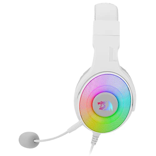 Redragon Pandora 2 H350W RGB Gaming-Headset, weiß, High-Definition-Audio + starker Bass, Gaming-Kopfhörer mit abnehmbarem Mikrofon, große Ohrpolster, funktioniert auf PC/PS4/Xbox One/NS Bild 2