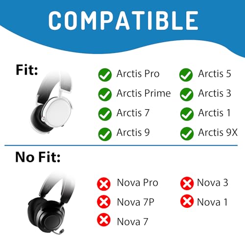 Adhiper Arctis Pro Ohrpolster/Ear Cushion/Ohrpolster/Ersatz-Ohrpolster Memory-Schaum Protein Leder-Ohrpolster Kompatibel mit SteelSeries Arctis Pro 7 5 3 Gaming-Headset (schwarz) Bild 2