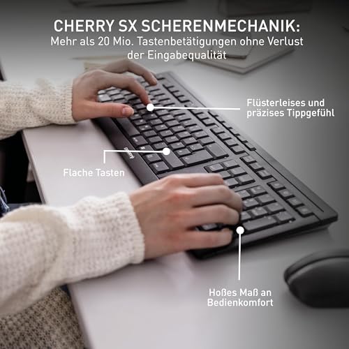 CHERRY Stream Desktop Recharge, Kabelloses Tastatur-Maus-Set, Deutsches Layout (QWERTZ), 2,4 GHz Funk, Leiser Tastenanschlag, Wiederaufladbar, Schwarz Bild 3