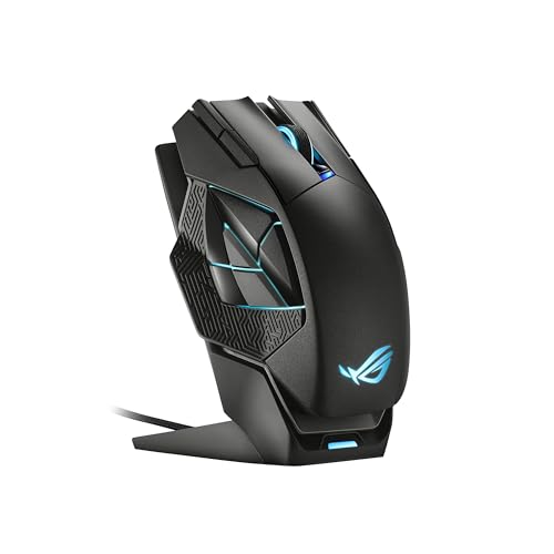 ASUS ROG Spatha X Gaming Maus (kabellos, kabelgebunden, magnetische Ladestation, 12 programmierbare Tasten, 19.000 DPI, Aura Sync) Bild 1