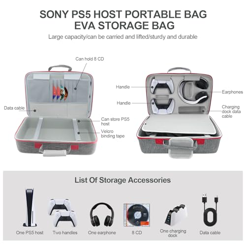 Yuhtech Reisetasche für PS5-Konsole, Aufbewahrungstasche für PS5 Controller, Gaming-Headset und Gaming-Zubehör Bild 3