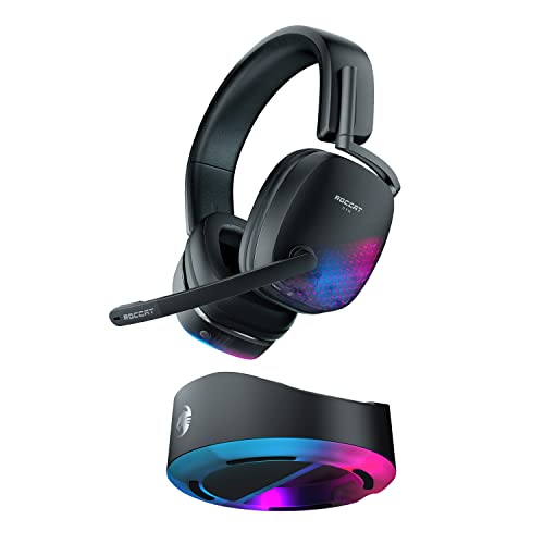 Roccat Syn Max Air - Kabelloses RGB PC Gaming Headset mit 3D Audio und Docking-Station, Adjustable, Black Bild 1