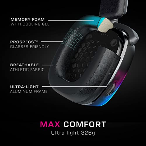 Roccat Syn Max Air - Kabelloses RGB PC Gaming Headset mit 3D Audio und Docking-Station, Adjustable, Black Bild 3
