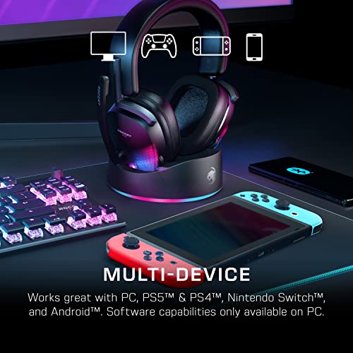 Roccat Syn Max Air - Kabelloses RGB PC Gaming Headset mit 3D Audio und Docking-Station, Adjustable, Black Bild 6