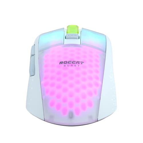 Roccat Burst Pro Air - leichte, symmetrische, kabellose, optische RGB-Gaming-Maus mit Optical Owl-Eye Sensor mit 19.000 DPI, optischen Tasten-Switches, Titan Mausrad, 81 Gramm Gewicht, weiß Bild 4