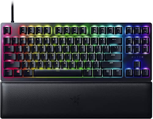Razer Huntsman V2 Tenkeyless (Red Switch) - Optische Gaming-Tastatur ohne Ziffernblock (Lineare Optische Switches, Doubleshot PBT-Tastenkappen, Handballenauflage) QWERTY US-Layout | Schwarz Bild 1