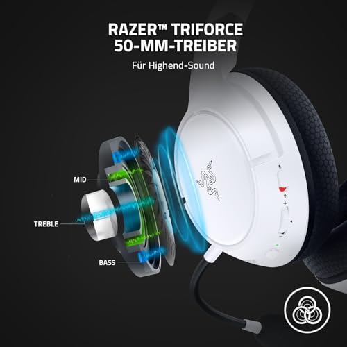 Razer Kaira - Kabellose Gaming Kopfhörer für Xbox Series X (Triforce Titanium 50mm Treiber, HyperClear Cardioid Mikrofon, Xbox Wireless, Windows Sonic) Mercury Weiß Bild 2