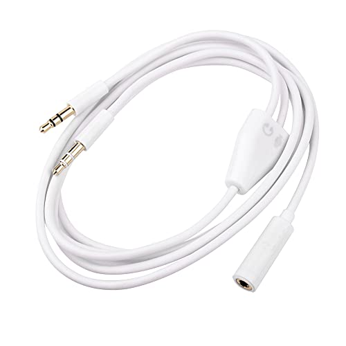 Audio Splitter Y Adapter 3.5mm Buchse auf Doppel 3.5mm Klinkenstecker Headset Mikrofon Adapter Audio Splitter Kabel kompatibel mit Kopfhörer, PC, PS4, Gaming Headset, Desktop usw (Weiß, 150CM) Bild 1