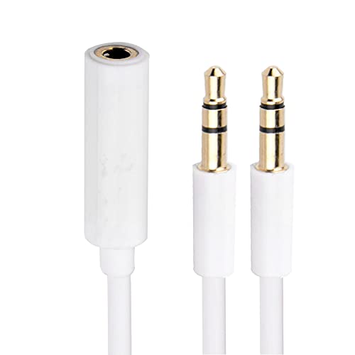 Audio Splitter Y Adapter 3.5mm Buchse auf Doppel 3.5mm Klinkenstecker Headset Mikrofon Adapter Audio Splitter Kabel kompatibel mit Kopfhörer, PC, PS4, Gaming Headset, Desktop usw (Weiß, 150CM) Bild 2