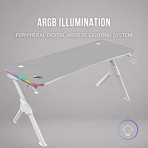 MARSGAMING Mars Gaming MGD140RGBW Weiß, RGB Gaming Tisch 140cm, Extra Ständer, Total Mousepad Bild 4