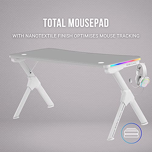 MARSGAMING Mars Gaming MGD140RGBW Weiß, RGB Gaming Tisch 140cm, Extra Ständer, Total Mousepad Bild 5