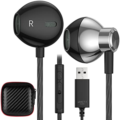 USB Kopfhörer für PC Headset mit Mikrofon USB PC Gaming Headset Semi In Ear HiFi Stereo Ohrhörer mit Kabel Noise Cancelling Lautstärkeregler für PS 4 für PS 5 Computer Laptop Desktop Mac Chromebook Bild 1
